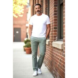 GAP Mens Relaxed Straight Cotton Chino Casual Pants Mesculin Green Size 34 x 36